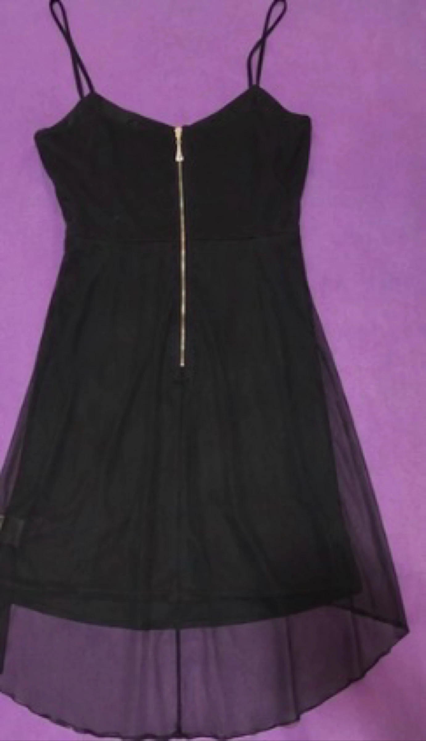 Robe noire Tissaia asymétrique voile transparent – Taille 42 – photo 2